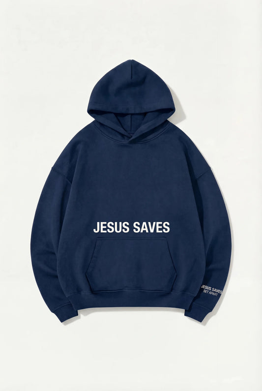 Jesus Saves Hoodie (Navy Blue)