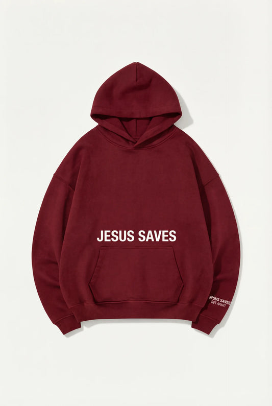 Jesus Saves Hoodie (Maroon)
