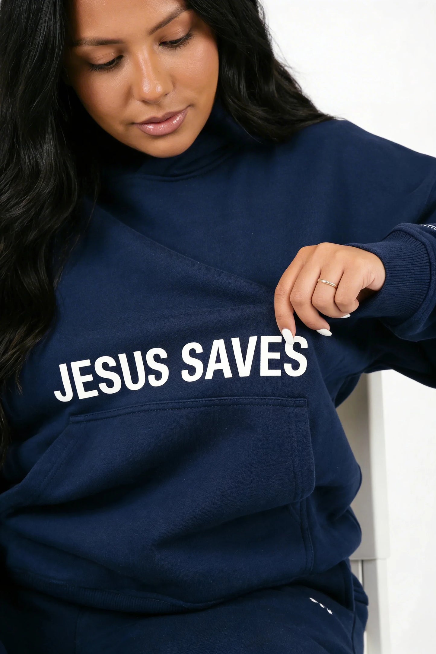 Jesus Saves Hoodie (Navy Blue)